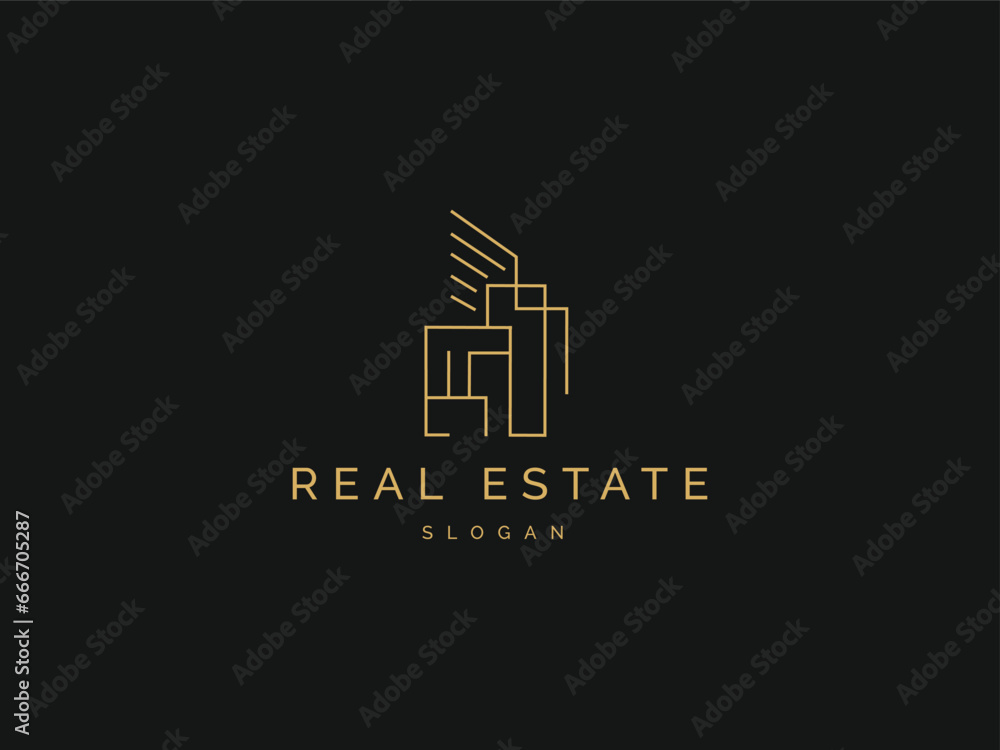 Real estate logo image simple and creative line art style. Construction Architecture Building concept. House logo element vector template. Real estate logo image simple and creative line art style. Construction Architecture Building concept. House logo element vector template.
