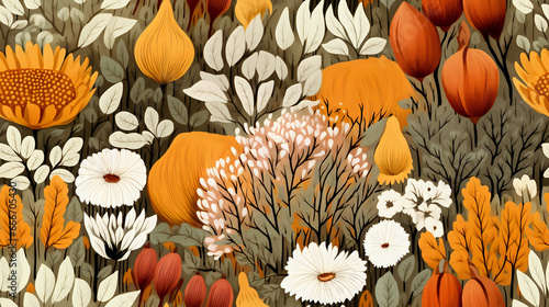 pattern with colorful flowers. Generative AI