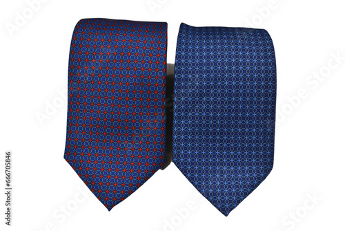 blue silk ties on  a white background