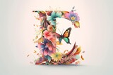 Typographical logo floral letter E 