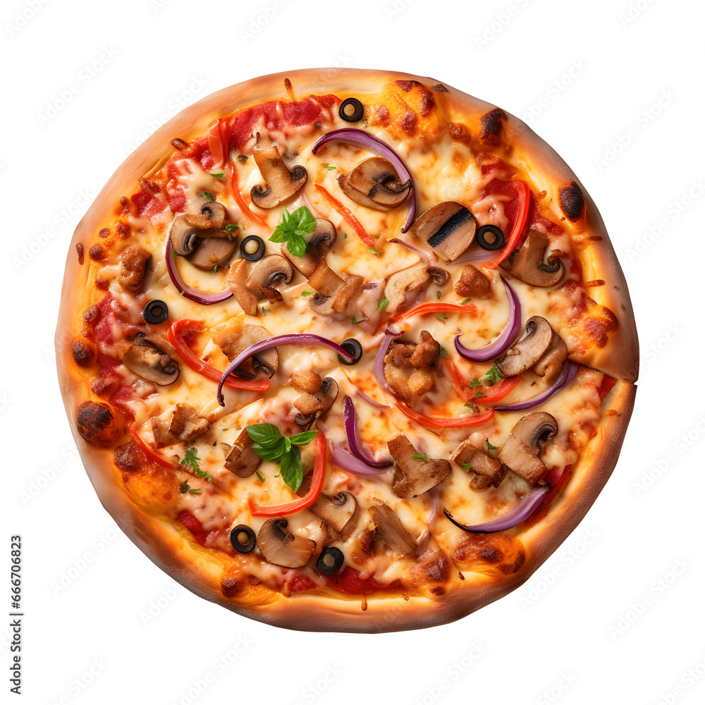Pizza on white background