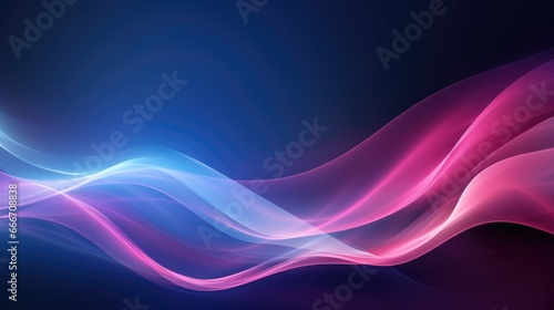 Abstract futuristic background with pink blue glowing neon moving high speed wave lines and bokeh lights.