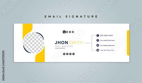 Corporate Email signature template or email footer and personal social media cover templates with an author photo place creative modern layou photo