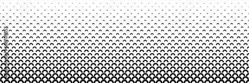 horizontal black halftone of semicircle design for pattern and background.