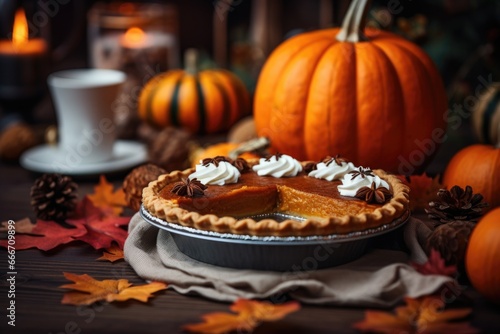 Halloween Delight: Festive Pumpkin Pie Presentation