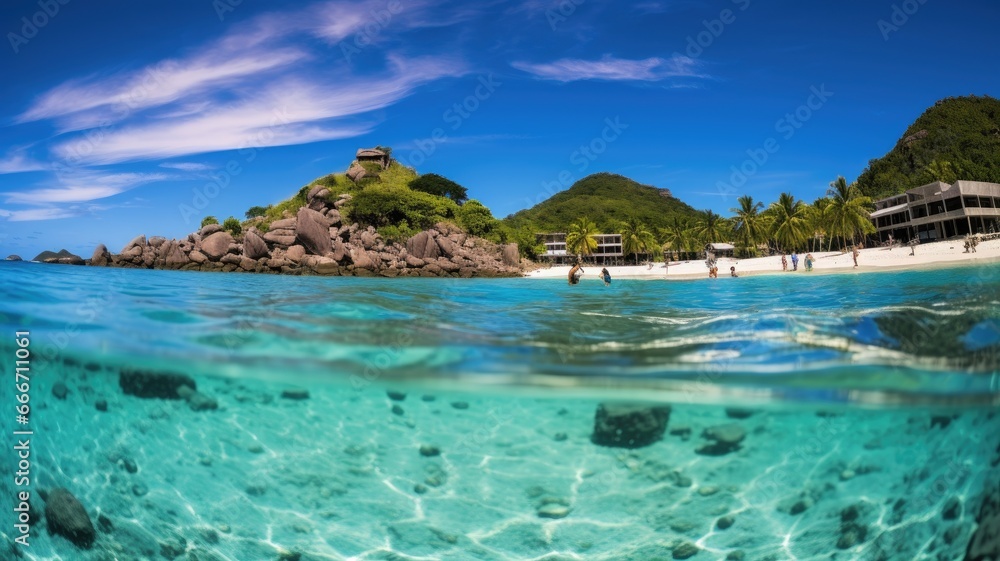 tropical paradise island. Generative AI