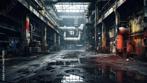 old abandoned factory. Generative AI