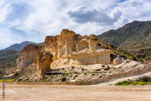 Bolnuevo Enchanted City eroded sandstone formations, Murcia, Spain photo