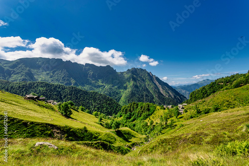 The bucolic landscape of Val Mastellone in summer, Rimella, Valsesia, Vercelli district, Piedmont photo