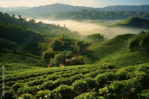 A coffee plantation in the Orosi Valley, Central Valley, Costa Rica. Generative AI photo