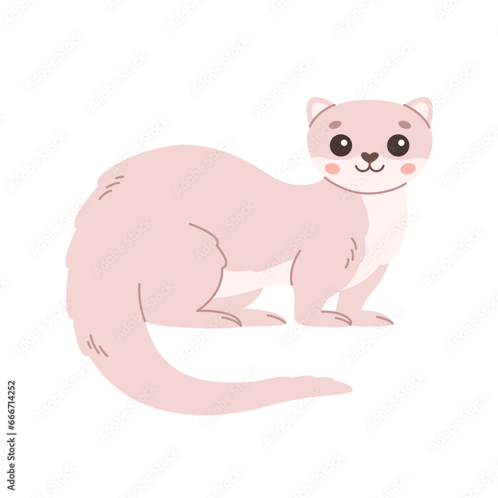 Cute ferret. Woodland animal. Vector illustration in flat style Cute ferret. Woodland animal. Vector illustration in flat style