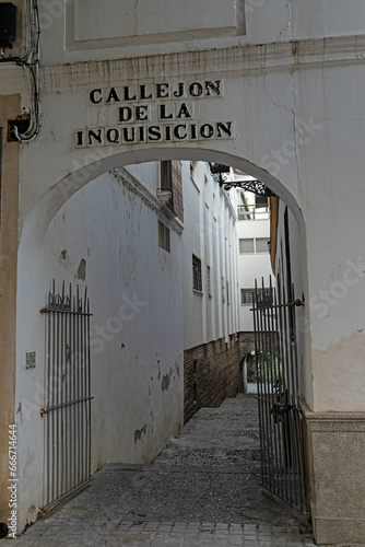 entrance to the inquisition alley or in spanish callejon de la inquicicion in the Triana neighberhood in Seville photo