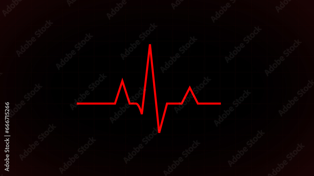 Red heartbeat line icon. Pulse line, Pulse trace. ECG and Cardiac symbol. Emergency ekg monitoring. red glowing neon heart pulse. Heart beat. Electrocardiogram. Health and Medical concept.