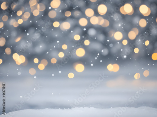 Christmas abstract snow background with yellow bokeh © olympuscat