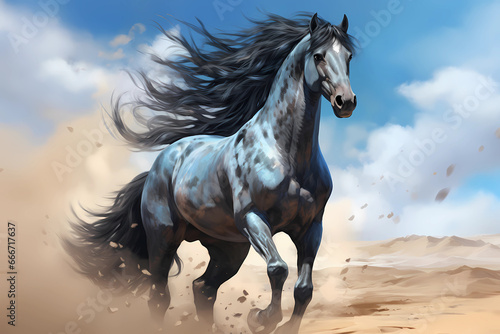 Majestic Horse Galloping Amidst Desert Sands