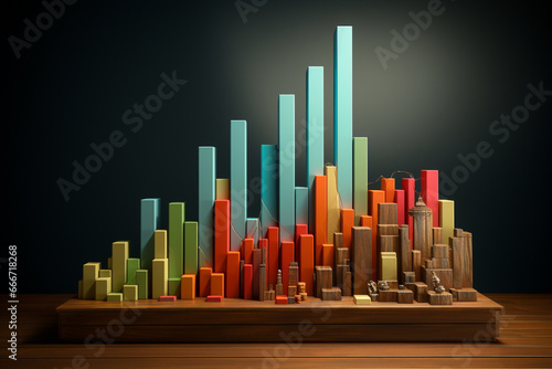 Vibrant and abstract graph that ingeniously conveys the exhilaration of success and growth. Ai generated photo