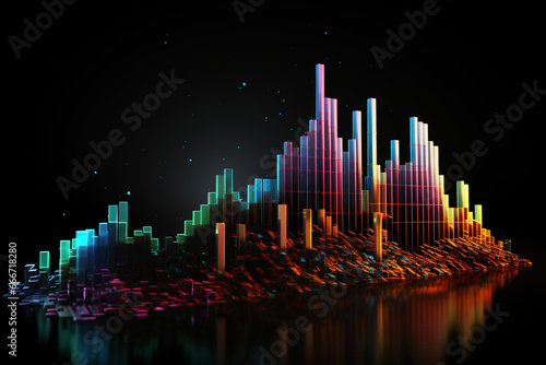 Vibrant and abstract graph that ingeniously conveys the exhilaration of success and growth. Ai generated