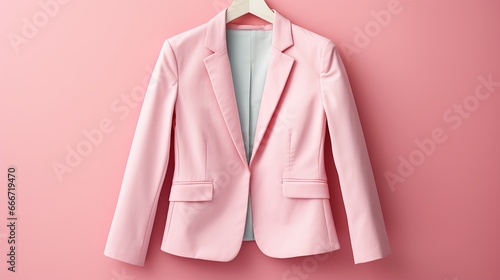 For your Spring Summer clothing design, we have a mock up of clean branding clothes that includes a white cotton T-shirt, blue jeans, white leather sneakers, and a fashionable pink blazer photo