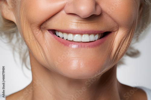 Close up smiling senior woman. Generative AI
