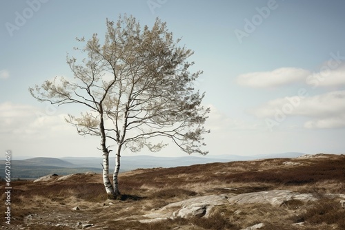 isolated birch tree. Generative AI