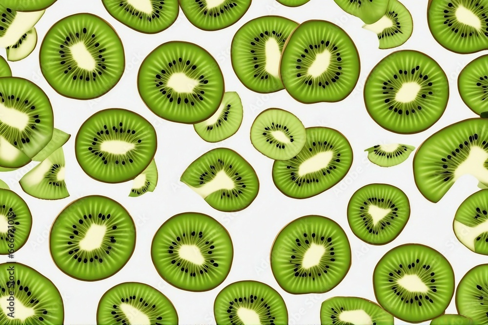 Top View of Fresh Kiwi Pieces Isolated on White Background, Juicy and Vibrant Tropical Fruit Slices Top View of Fresh Kiwi Pieces Isolated on White Background, Juicy and Vibrant Tropical Fruit Slices