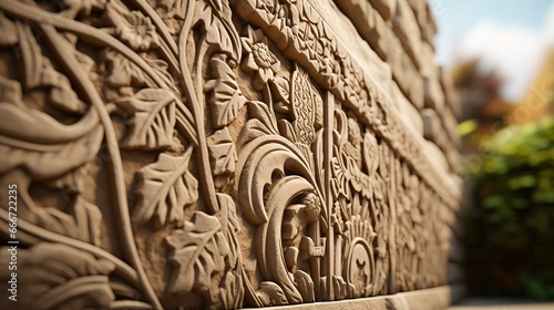 a carving in a stone wall