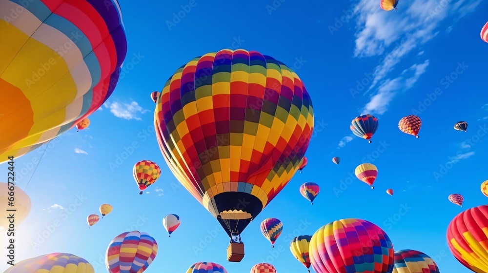 Fototapeta premium a group of hot air balloons in the sky