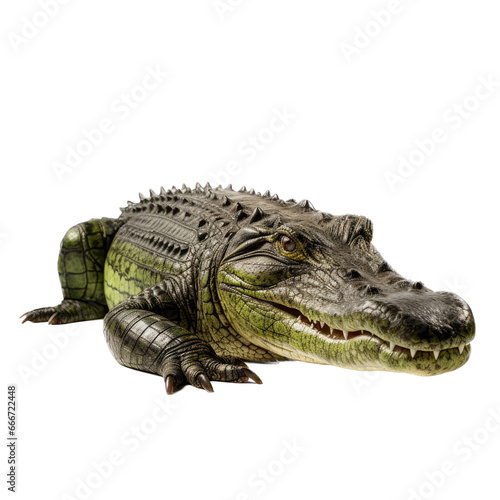 an American alligator  3 4 view in a Nature-themed  photorealistic illustration in a transparent PNG  cutout  and isolated. Generative ai