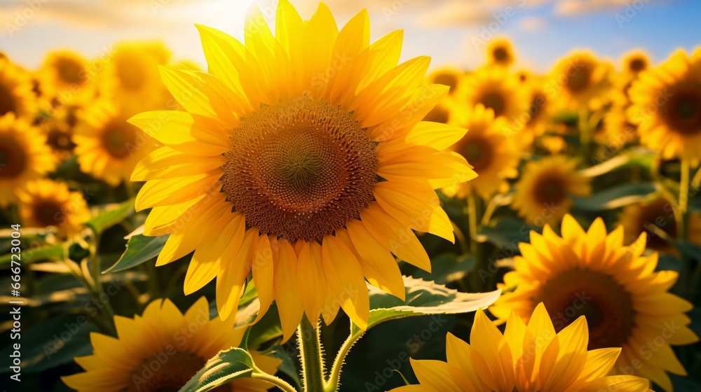 Fototapeta premium a large yellow sunflower