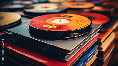 a record player with record on it