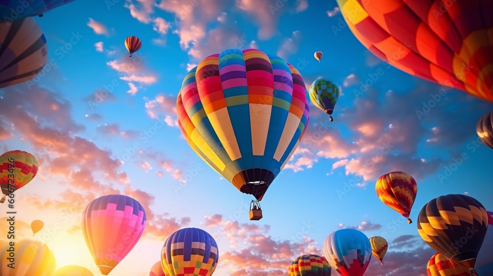 Obraz premium a group of hot air balloons in the sky