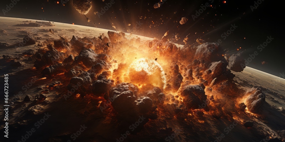 Catastrophic Collision When an Asteroid Exploded, Forming a Massive