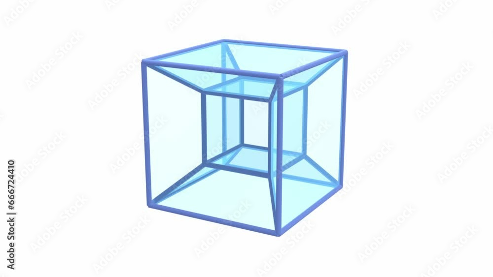 fourth dimension tesseract 3d animation, hypercube mathematics hyperplanes motion graphics geometric hologram