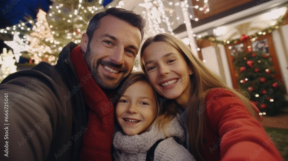 Joyful Holiday Snapshot: Caucasians with Camera Capturing Festive Decor and Cheery Family Bonding on Wintry Christmas Eve in 2021. Joyful Holiday Snapshot: Caucasians with Camera Capturing Festive Decor and Cheery Family Bonding on Wintry Christmas Eve in 2021.