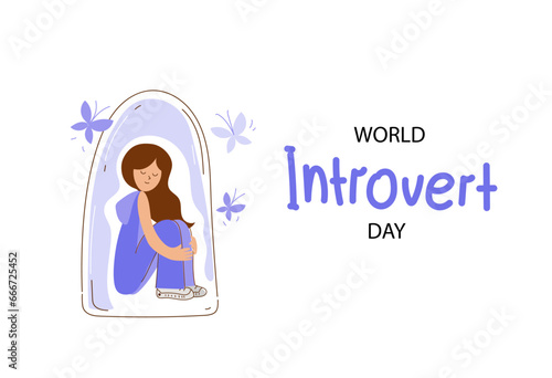 World Introvert Day. January 2. Holiday concept. Hand drawn vector illustration.