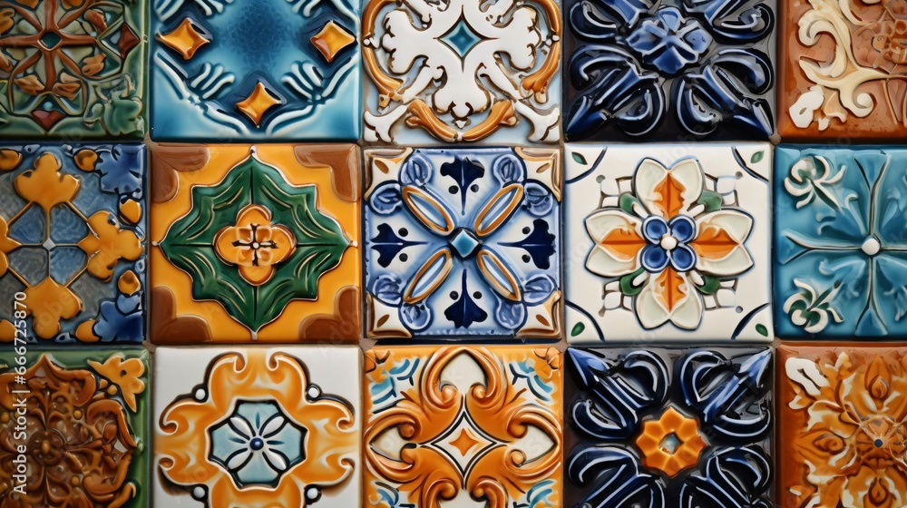 a group of colorful tiles