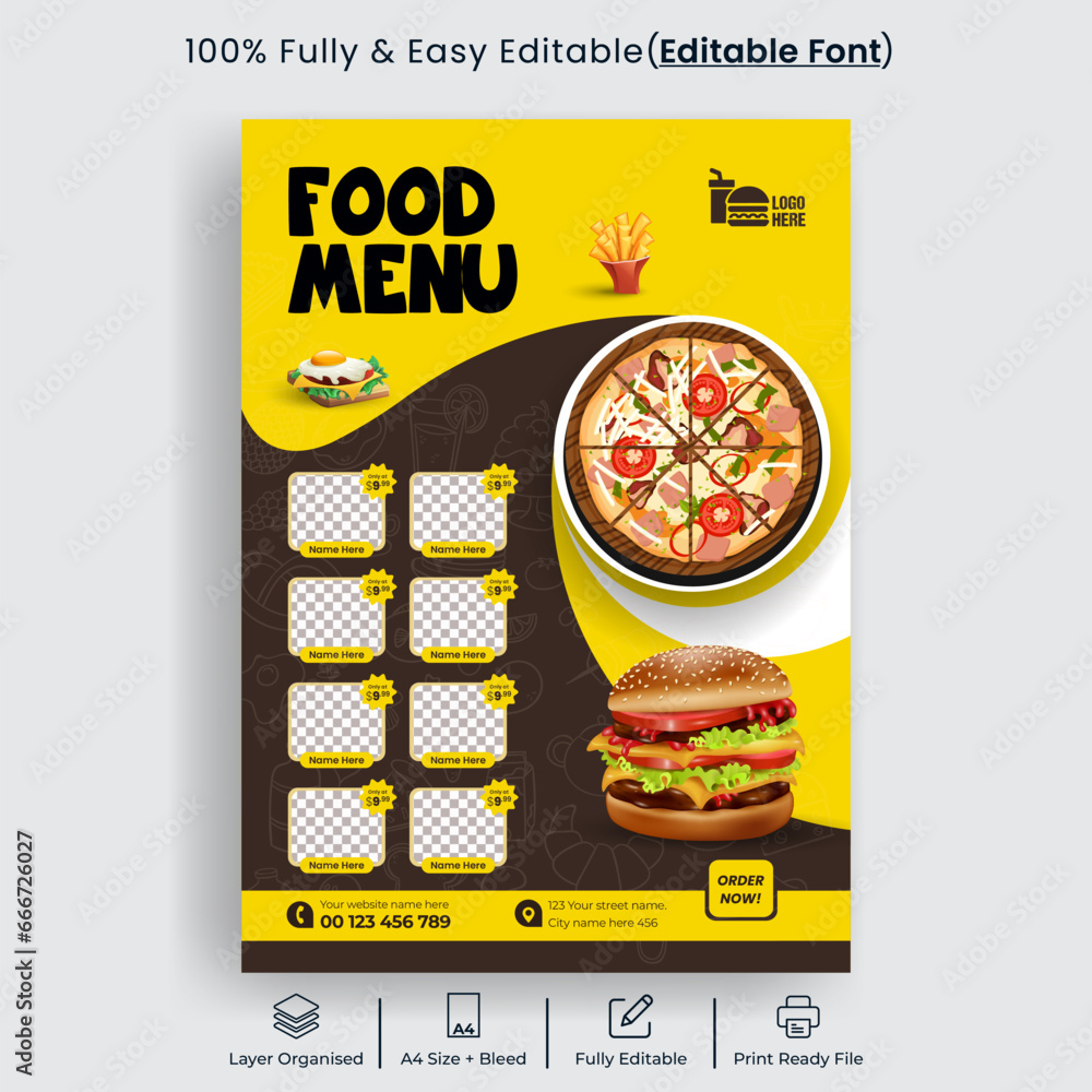 Vecteur Stock Restaurant Food Menu Design Fast Food Menu Card Food vecteur-stock-restaurant-food-menu-design-fast-food-menu-card-food