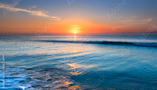 Tranquil Sunset A Golden Glow Over Blue Waters