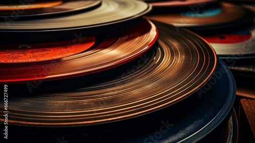 a stack of vinyl record