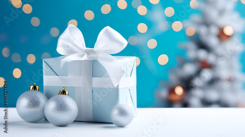 christmas background with boxes and snowflakes