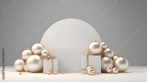The background is an empty wall with a Christmas concept 