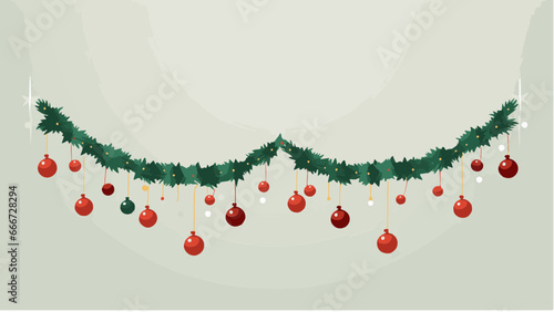 Guirlandes de Noël, boules de Noël rouge, par IA générative