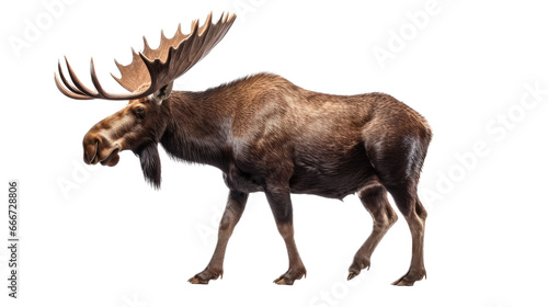 Wallpaper Mural a bull moose walking in an isolated and transparent PNG in a Wildlife-themed, photorealistic illustration. Generative ai Torontodigital.ca