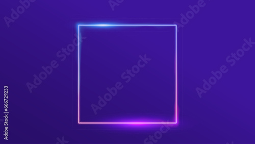 Neon laser light techno rectangle frame vector background