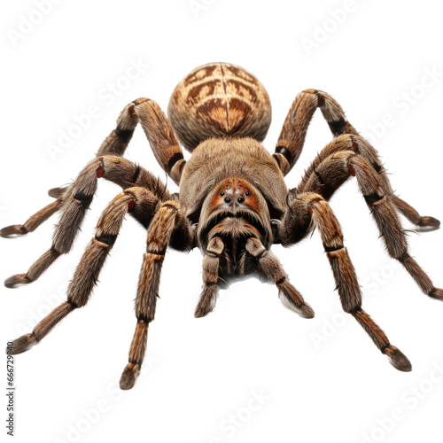 a tarantula spider 3/4 view in an isolated and transparent PNG in a Wildlife-themed, photorealistic illustration. Generative ai