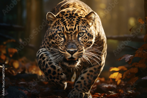 Running tiger, showcasing the potent combination of power and grace that defines this magnificent wild predator in its natural habitat. Ai generated