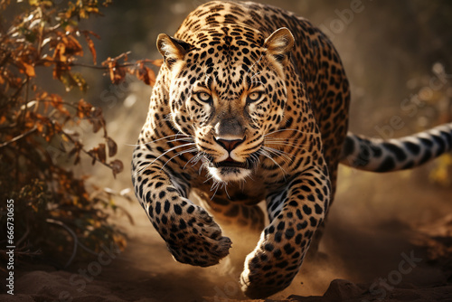 Running tiger, showcasing the potent combination of power and grace that defines this magnificent wild predator in its natural habitat. Ai generated © twindesigner