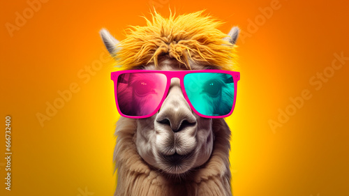 cute llama with glasses