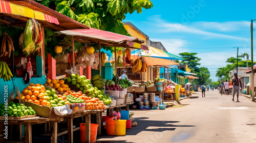 colorful vegetables in the market in the city of mauritius photo