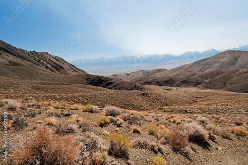 Smoke From A Wildfire In The High Sierra Nevada Mountains From The Inyo Mountains; Sierra Nevada, California, Usa